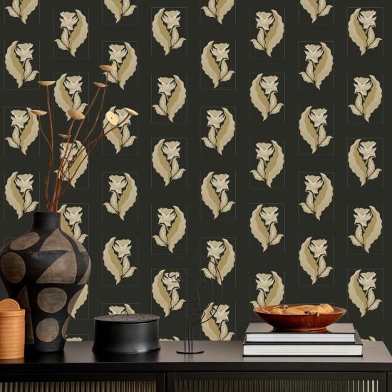Morning Glory Shadowed Hay Botanical Wallpaper