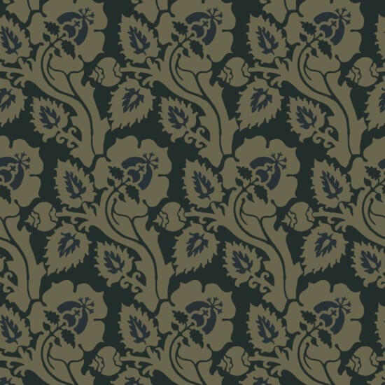 Paisley Briar Black Gold Botanical Wallpaper
