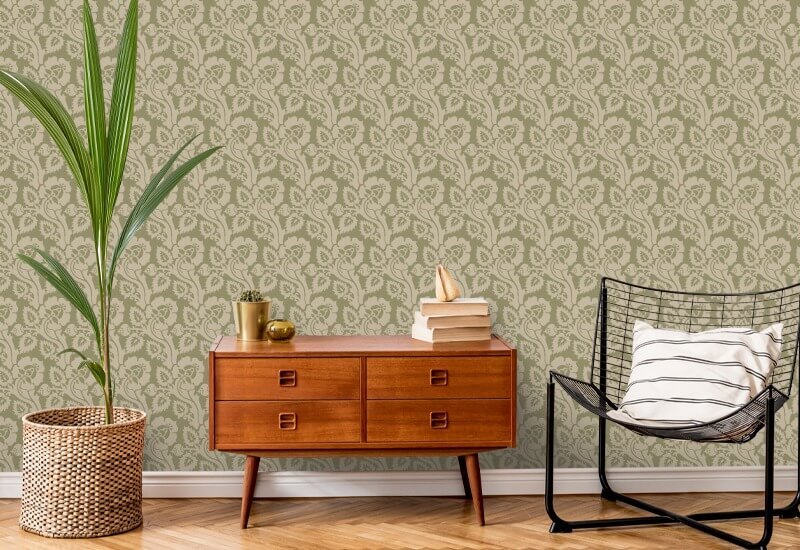Paisley Briar Cypress Green Botanical Wallpaper