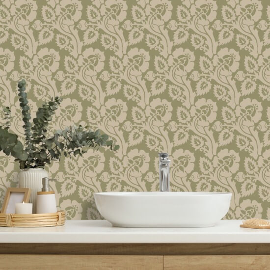 Paisley Briar Cypress Green Botanical Wallpaper