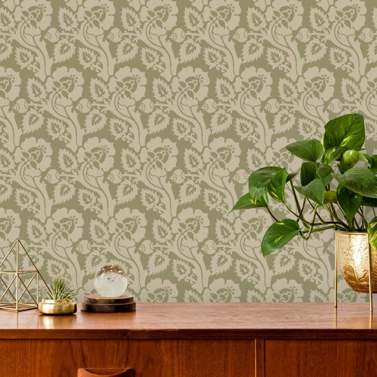 Paisley Briar Cypress Green Botanisk Bakgrunn