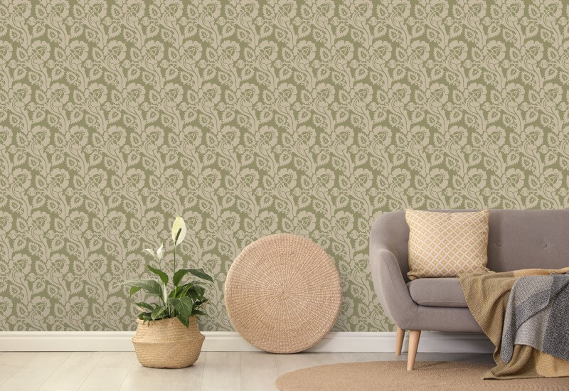 Paisley Briar Cypress Green Botanical Wallpaper