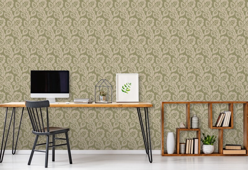 Paisley Briar Cypress Green kasvitieteellinen taustakuva
