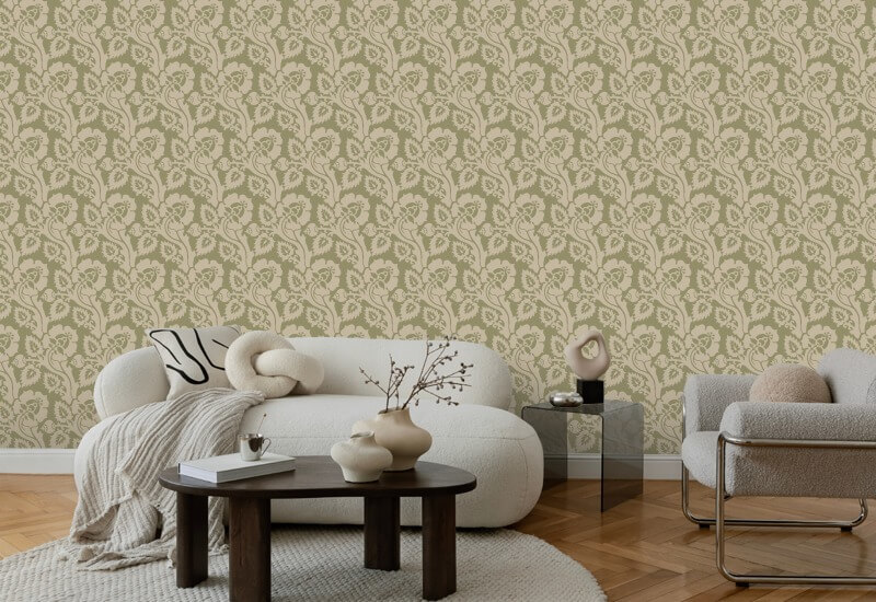Radica Paisley Carta da parati botanica verde cipresso