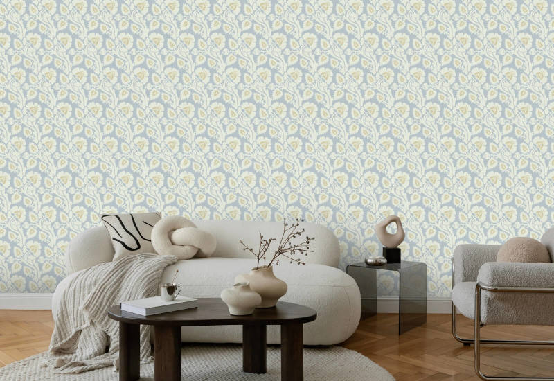 Paisley Briar Ivory Frost Botanical Wallpaper