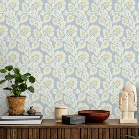 Paisley Briar Ivory Frost Botanical Wallpaper
