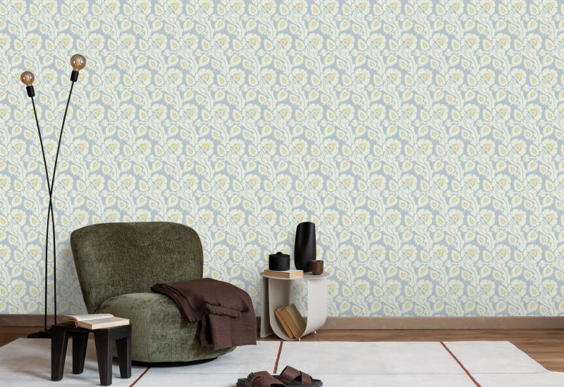 Paisley Briar Ivory Frost Botanical Wallpaper