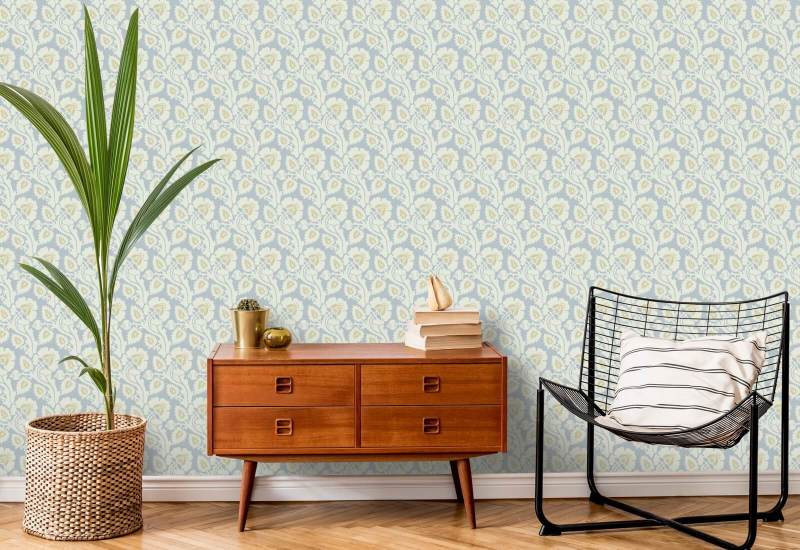 Paisley Briar Ivory Frost Botanical Wallpaper