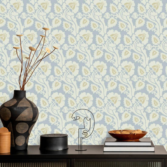 Paisley Briar Ivory Frost Botanical Wallpaper