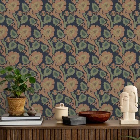 Radica Paisley Carta da parati botanica con tappeto persiano