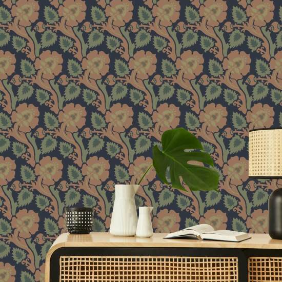 Paisley Briar Botanische Tapete mit Perserteppich