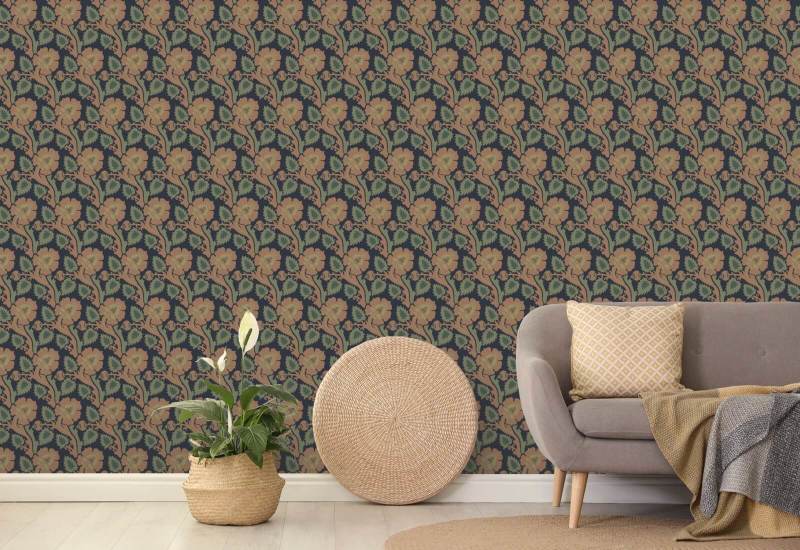 Radica Paisley Carta da parati botanica con tappeto persiano