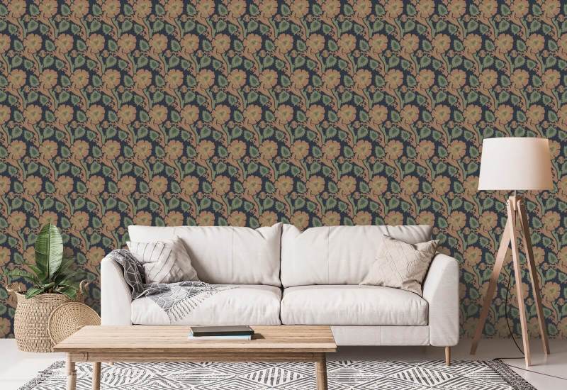 Paisley Briar Papel de parede botânico de tapete persa