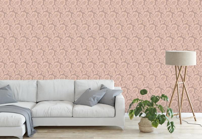 Paisley Briar Rosy Peach Botanical Wallpaper