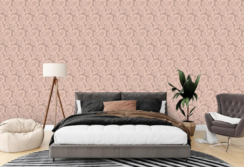 Paisley Briar Rosy Peach Botanical Wallpaper