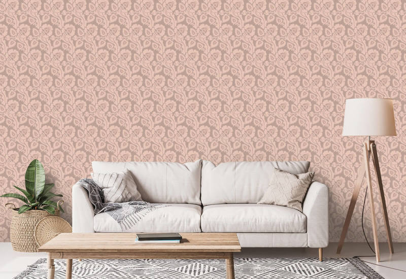 Paisley Briar Rosy Peach Botanical Wallpaper