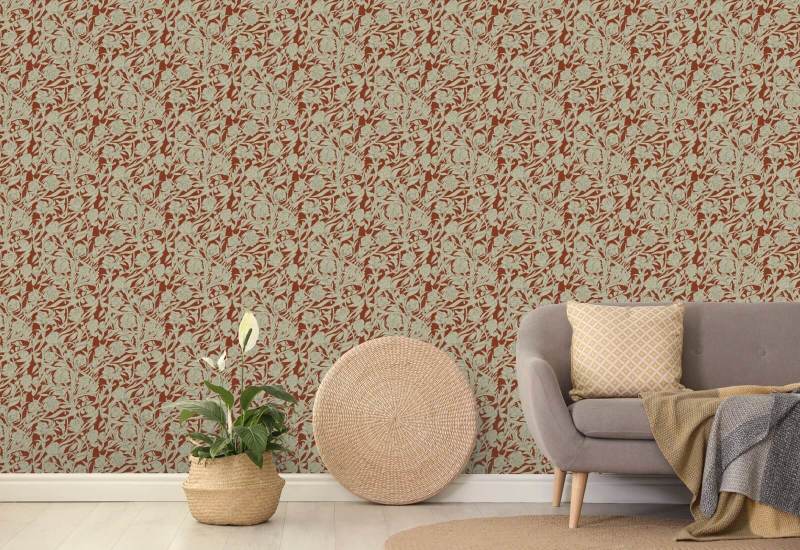 Wandervine Crimson Botanical Wallpaper