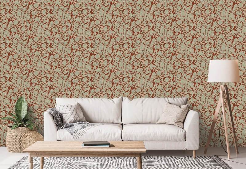 Wandervine Crimson Botanical Wallpaper