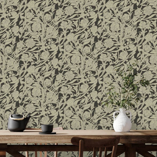 Wandervine Papel pintado botánico Ebony Taupe