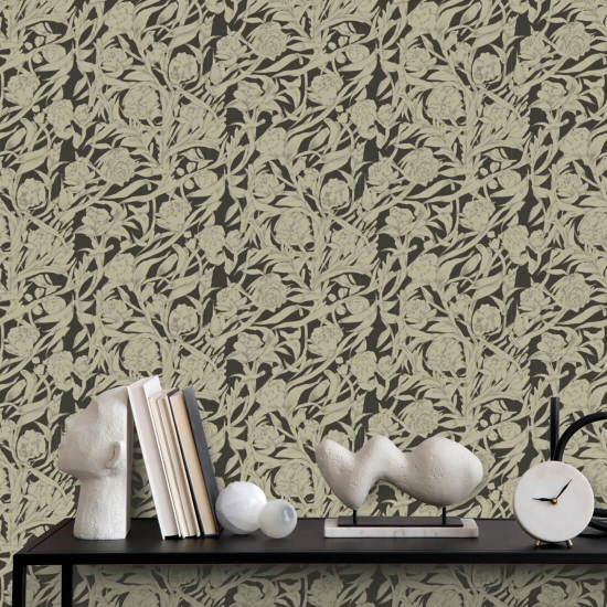 Wandervine Papier peint botanique Ebony Taupe