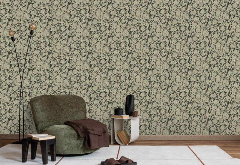 Wandervine Ebony Taupe Botanical Wallpaper