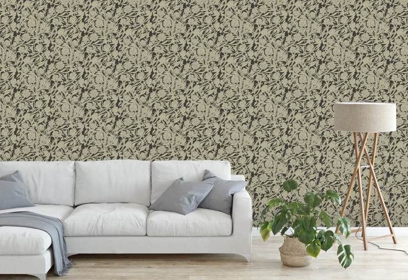 Wandervine Papier peint botanique Ebony Taupe