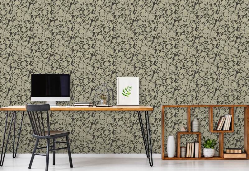 Wandervine Papel de parede botânico Ebony Taupe