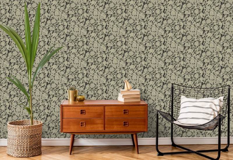 Wandervine Papel pintado botánico Ebony Taupe