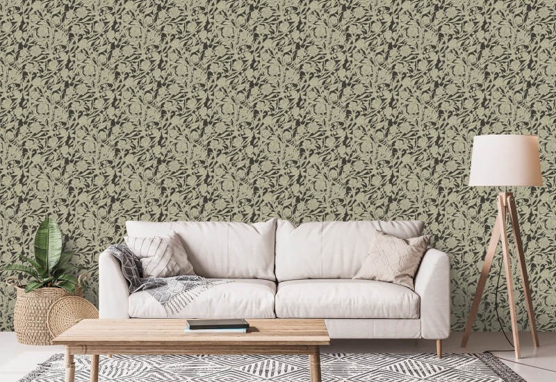 Wandervine Ebony Taupe Botanical Wallpaper
