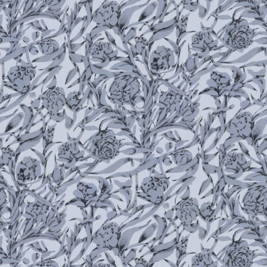 Wandervine Glacial Gray Botanical Wallpaper