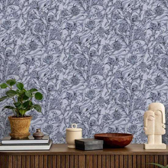 Wandervine Papel pintado botánico gris glacial