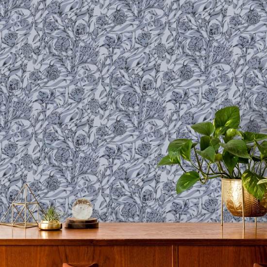Wandervine Papel pintado botánico gris glacial