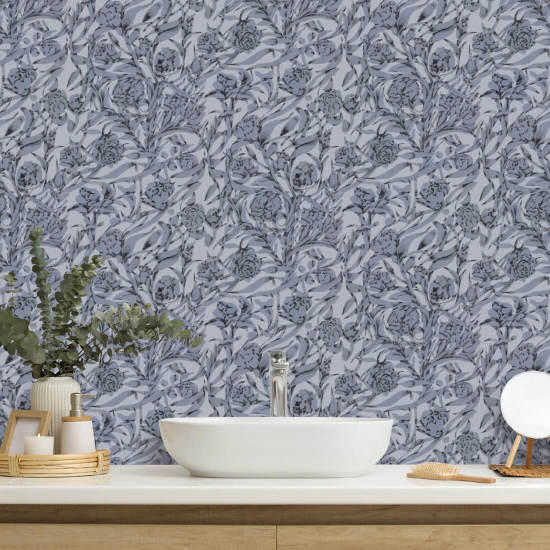 Wandervine Papel pintado botánico gris glacial