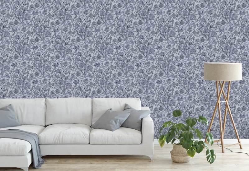 Wandervine Papel pintado botánico gris glacial