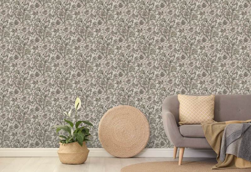 Wanderville Avispapir Beige Botanisk Bakgrunn