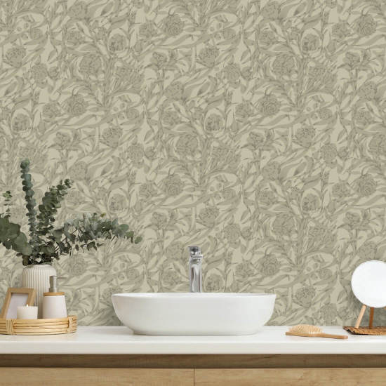 Wandervine Papier peint botanique en lin brut