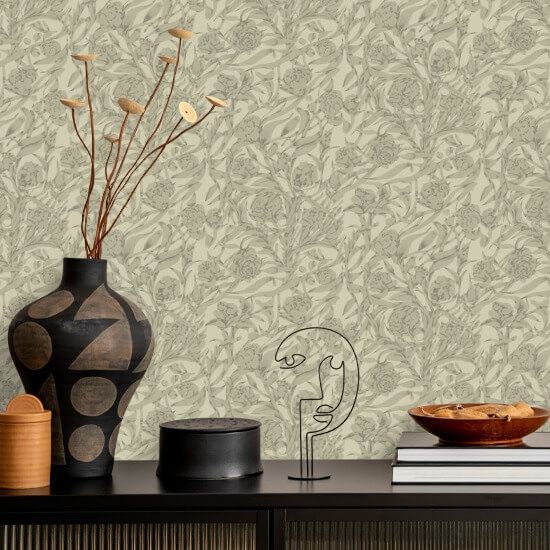 Wandervine Raw Linen Botanical Wallpaper