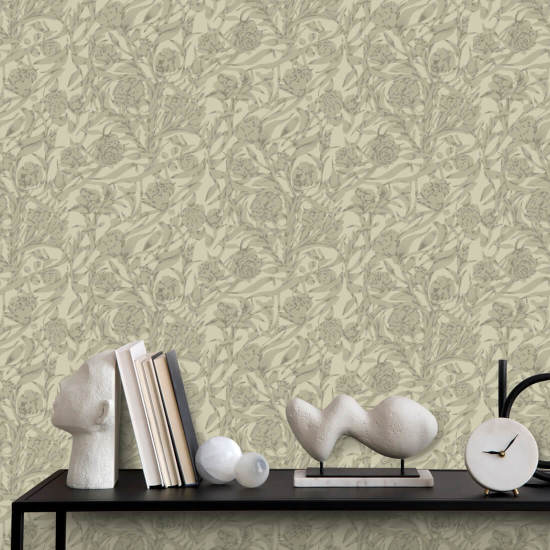 Wandervine Papel de parede botânico de linho cru