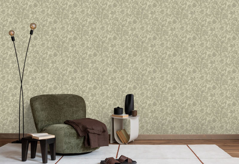 Wandervine Raw Linen Botanical Wallpaper