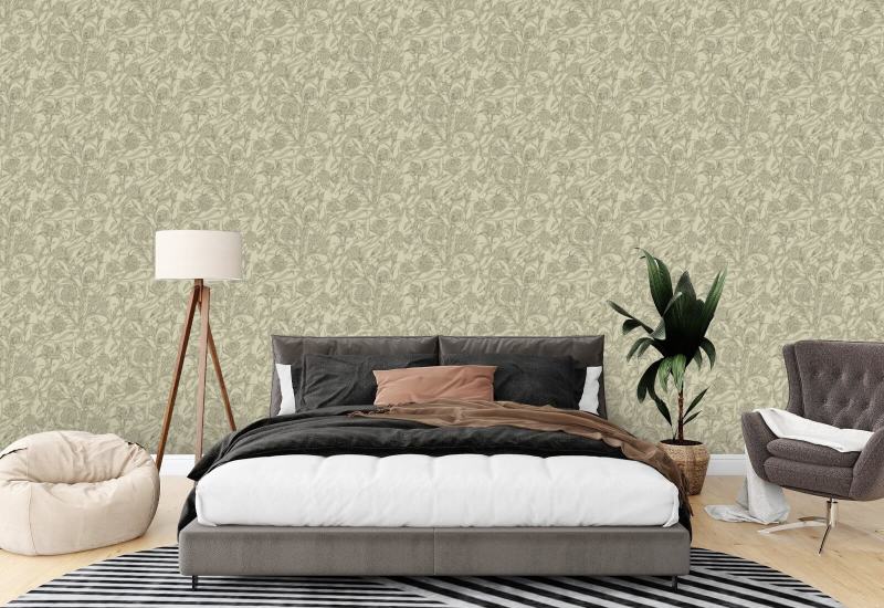 Wandervine Papel de parede botânico de linho cru