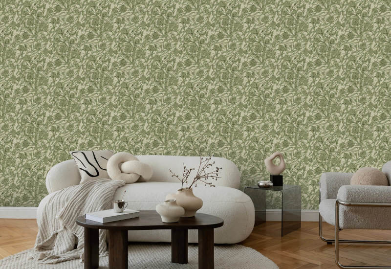 Wandervine Sage Green Botanical Wallpaper