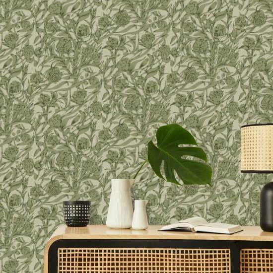 Wandervine Sage Green Botanical Wallpaper