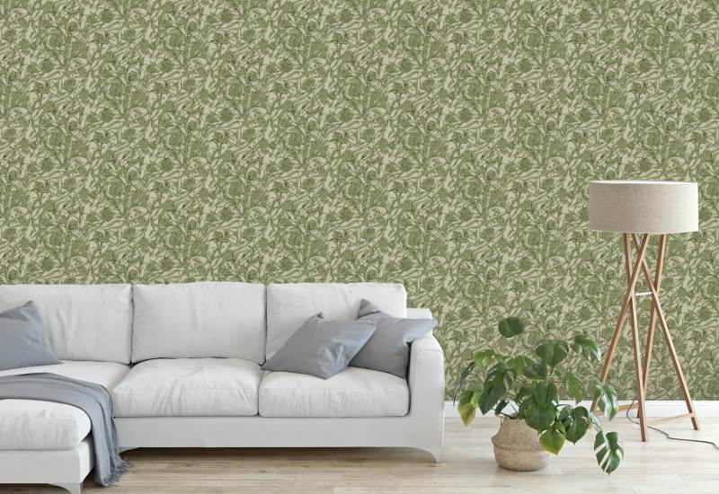 Wandervine Sage Green Botanical Wallpaper