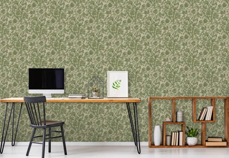 Wandervine Sage Green Botanical Wallpaper