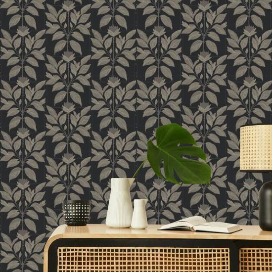 Wayward Petal Chimney Black Floral Wallpaper
