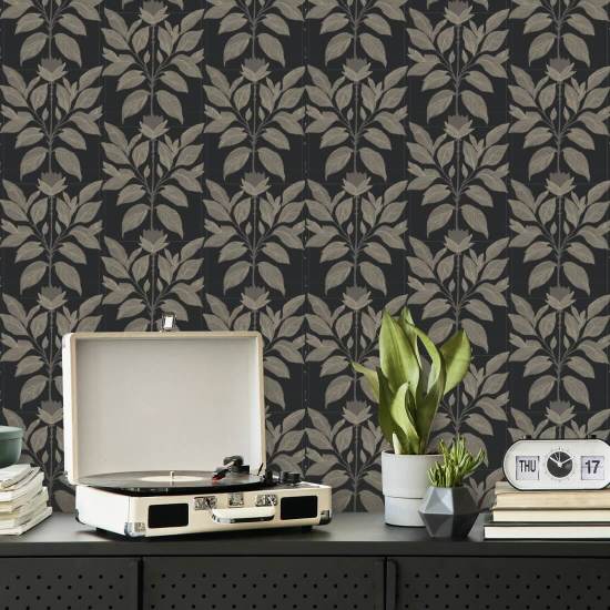 Wayward Petal Chimney Black Floral Wallpaper