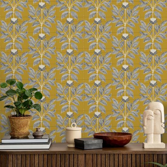 Wayward Petal Deep Saffron Floral Wallpaper