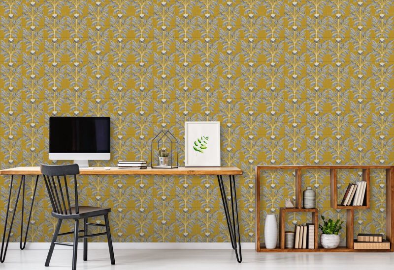 Wayward Petal Deep Saffron Floral Wallpaper