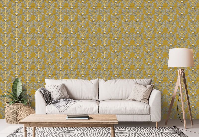 Wayward Petal Deep Saffron Floral Wallpaper