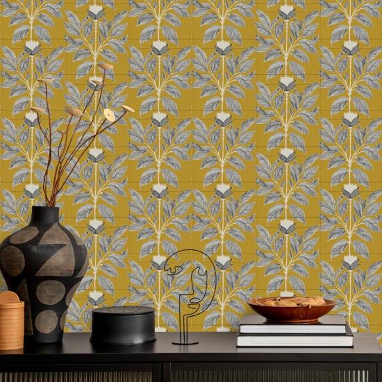 Wayward Petal Deep Saffron Floral Wallpaper